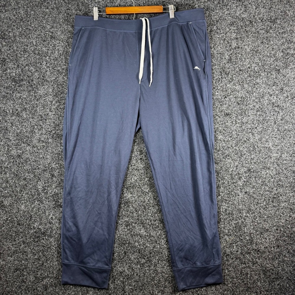 Tommy Bahama Mens XXL Navy Blue Lounge Jogger Pants Drawstring Marlin Logo